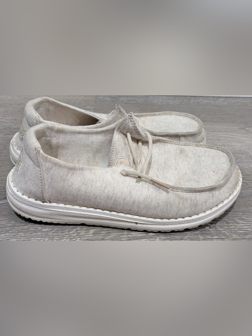 Hey Dude Women's Slip-On Loafers in Heather White/Gray